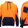 HI VIS Safety Fleece Pullover Hoodies Workwear Kangaroo Arm Pen Pockets Jacket - Orange