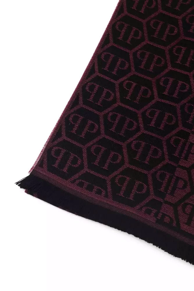 Philipp Plein Burgundy Wool Scarf 2 Philipp Plein Burgundy Wool Scarf - Image 2