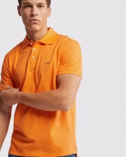 Oxford Men's Mark Pique Polo - Orange -Fashion Menswear Shop 0489c017b2745eca5f2efeb787172aa3