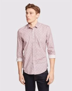 Oxford Men's Kenton Paisley Print Shirt - Navy/Pink