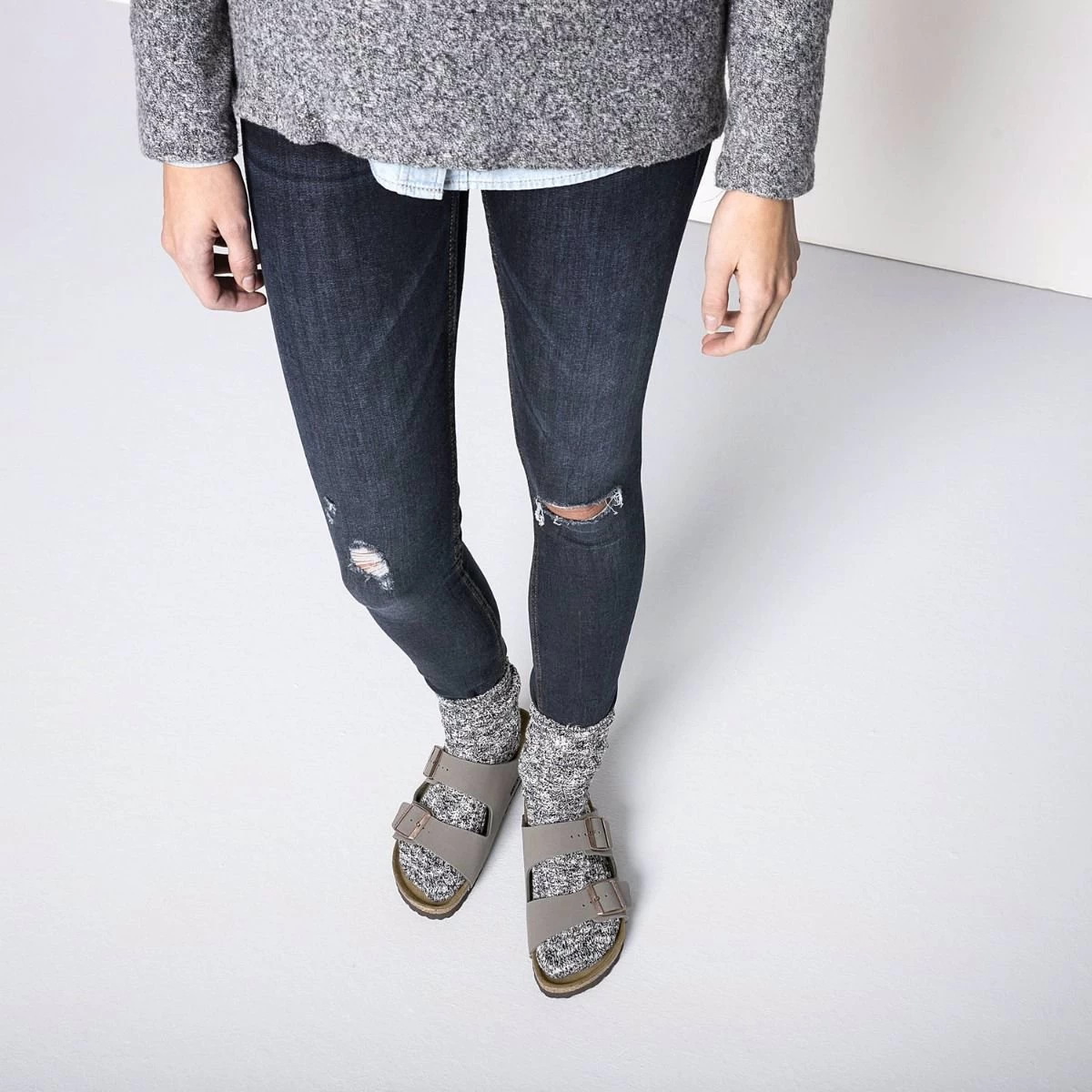 Birkenstock Socks Cotton Slub Black/Grey Socks 2 Birkenstock Socks Cotton Slub Black/Grey Socks - Image 2