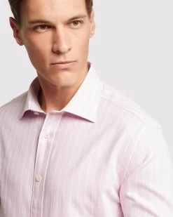 Oxford Men's Islington Regular Fit Striped Shirt - Pink -Fashion Menswear Shop 069d95c0f41305f37445c1653aa1f1de