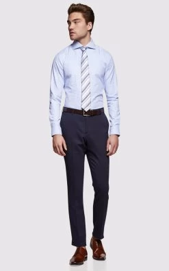 Oxford Men's Trafalgar Dobby Shirt - Blue -Fashion Menswear Shop 0758498b944a47b289a38df8d3b7c460