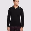 Oxford Men's Reiss Tipping Collar Ls Knit Polo - Black