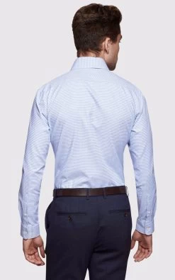 Oxford Men's Trafalgar Dobby Shirt - Blue -Fashion Menswear Shop 07ef8bef9f3436870ecbe2ac19b43e49