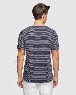 Oxford Men's Cooper Striped T-Shirt - Navy/White -Fashion Menswear Shop 0879ceba4b28ff5692f37e8ef255d899