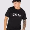 Unit Men's Brand Tee T-Shirt- Black White