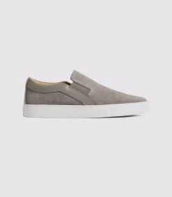 Reiss Men's Weston Suede Slip On Trainers - Grey