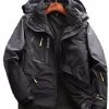 Beakey Mens Waterproof Ski Jacket Warm Winter Snow Coat Hooded Raincoat-Black