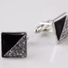 Mens Silver And Black Square Diamante Cufflinks