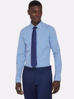 Oxford Men's Beckton Checked Shirt - Blue -Fashion Menswear Shop 12393ae7ab33d3c38c4824e18cd003f0