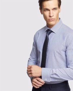 Oxford Men's Beckton French Cuff Striped Shirt - Navy -Fashion Menswear Shop 1487db73a95fe987a6915f840e61b2a4