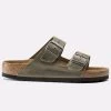 Birkenstock Arizona Oiled Leather Faded Khaki Soft Footbed Sandals