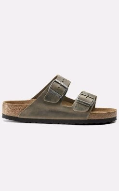 Birkenstock Arizona Oiled Leather Faded Khaki Soft Footbed Sandals