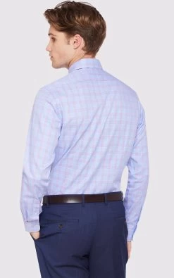 Oxford Men's Beckton Checked Shirt - Purple/Sky -Fashion Menswear Shop 1bac639465e1c44482f49a4b1c1ab7e6