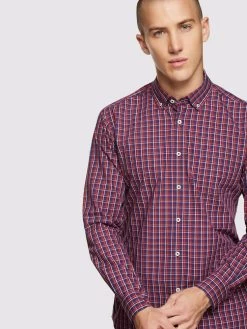 Oxford Men's Stratton Regular Fit Checked Shirt - Red -Fashion Menswear Shop 1c38b49af142e4c655616715fd6a3458