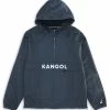 Kangol Hooded Popover Windbreaker Jacket Pullover Coat - Black