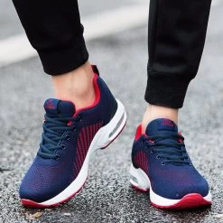 Beakey Mens Walking Shoes Lightweight Air Cushion Running Jogging Sneakers-Black Red -Fashion Menswear Shop 1cb63e6c5bc566ab2e78b05f84936359