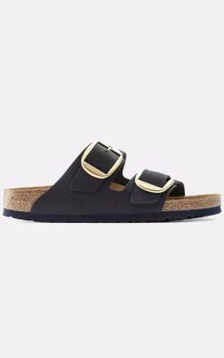 Birkenstock Arizona Big Buckle Nubuck Leather Midnight Sandals - Blue
