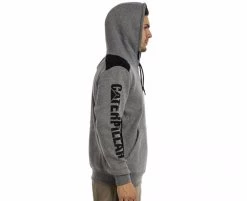 Caterpillar Mens Comfortable Versatile Logo Panel Hooded Sweat Shirt - Grey -Fashion Menswear Shop 1cbc5b2d8306a81b1c9b6e980ae7498d