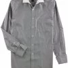 Tasso Elba Mens Bar Striped Button Up Dress Shirt, Grey