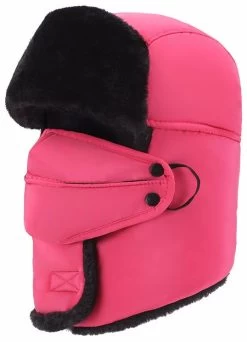 Catzon Winter Hats For Men Windproof Warm Hat With Ear Flaps For Skiing And Outdoor Riding-Neck Rose