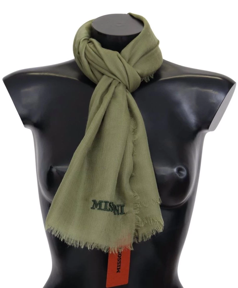 Missoni Green Cashmere Unisex Neck Wrap Scarf