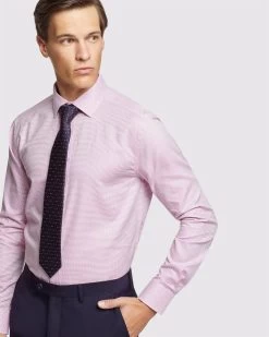Oxford Men's Beckton Dobby Shirt - Pink -Fashion Menswear Shop 1e31ce879a24e139564eaa580ca36bec