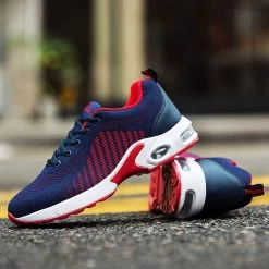 Beakey Mens Walking Shoes Lightweight Air Cushion Running Jogging Sneakers-Black Red -Fashion Menswear Shop 1e33bbdd988a777d0b2e2731166fe0d4