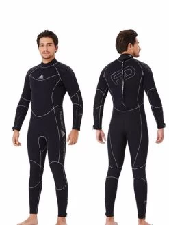 5MM Wetsuit Warm One-piece Cold Winter Snorkeling Surfing Wetsuit For Men-D530004-Black