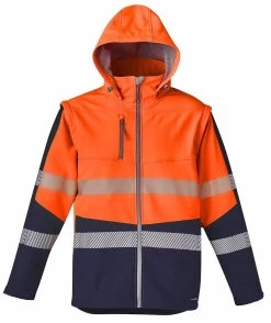 Syzmik Unisex 2 In 1 Stretch Softshell Taped Jacket - Orange/Navy -Fashion Menswear Shop 1f1255cccb1aea553850e1804f0fa2e0