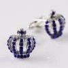 Mens Blue With Silver Crown Cufflinks