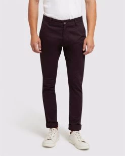 Oxford Men's Stretch Organic Cotton Skinny Chinos - Eggplant