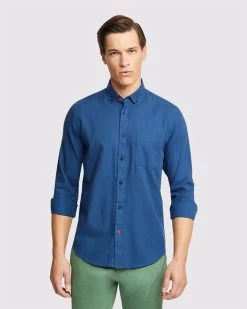 Oxford Men's Stratton Spot Printed Shirt - Blue 10 Oxford Men's Stratton Spot Printed Shirt - Blue -Fashion Menswear Shop 21e8f057fbf5a00024c614678beed984