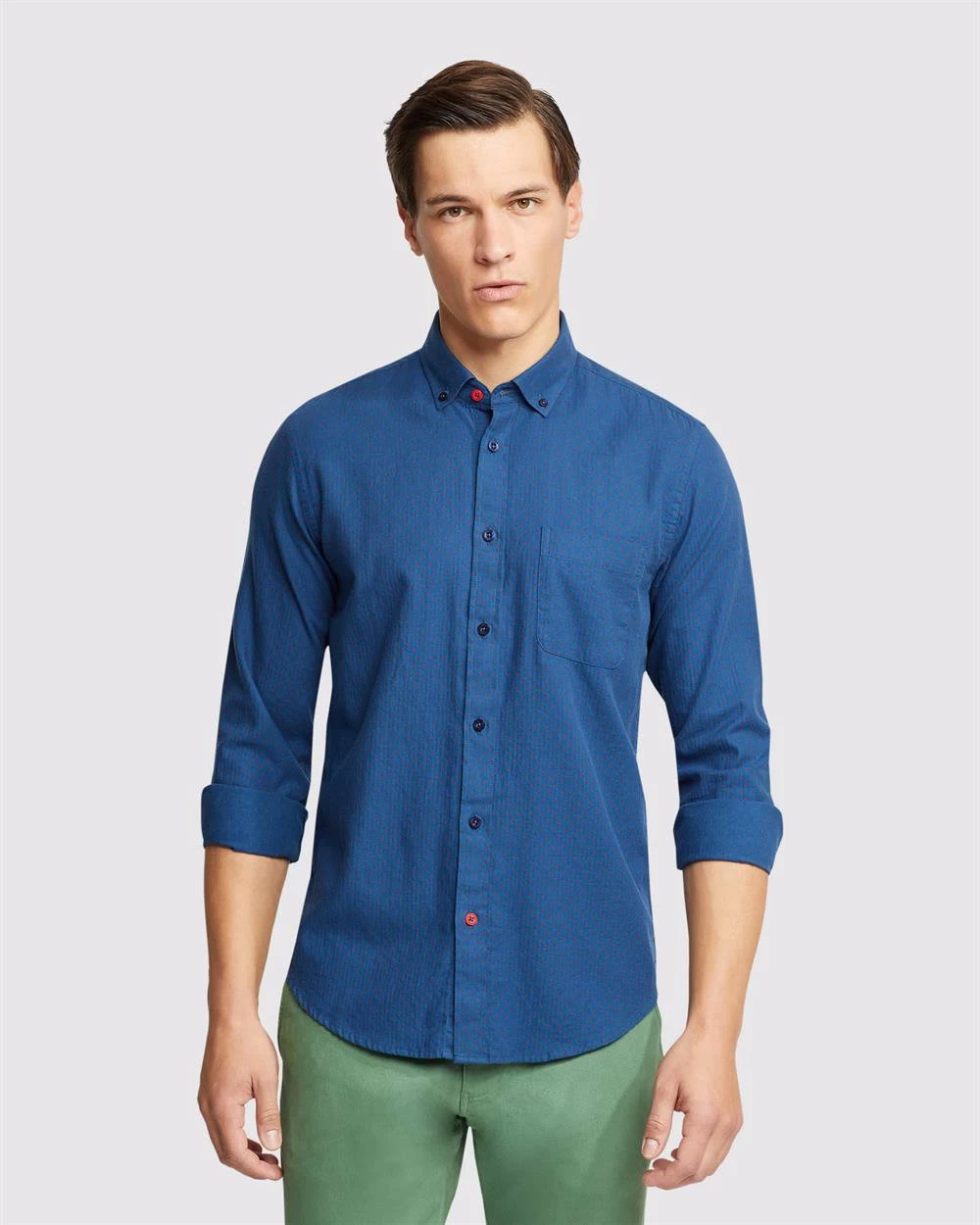 Oxford Men's Stratton Spot Printed Shirt - Blue 5 Oxford Men's Stratton Spot Printed Shirt - Blue - Image 5
