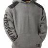 Caterpillar Mens Comfortable Versatile Logo Panel Hooded Sweat Shirt - Grey