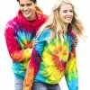 Colortone Unisex Rainbow Tie Dye Pullover Hoodie (Purple/Blue/Pink) - RW4121