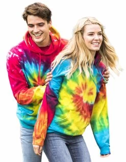 Colortone Unisex Rainbow Tie Dye Pullover Hoodie (Purple/Blue/Pink) - RW4121