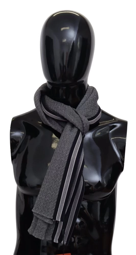 Missoni Gray Stripes Pattern 100% Wool Unisex Neck Wrap Scarf
