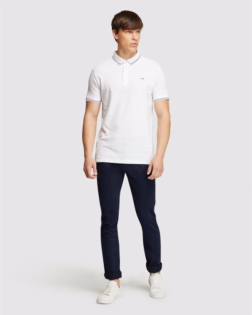 Oxford Men's Sammy Textured Polo - White 5 Oxford Men's Sammy Textured Polo - White - Image 5