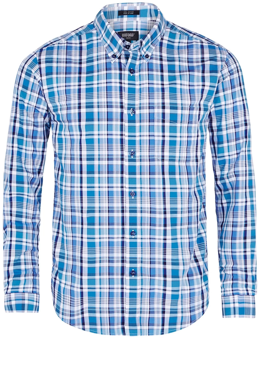 Oxford Men's Uxbridge Check Shirt - Blue/Sky 1 Oxford Men's Uxbridge Check Shirt - Blue/Sky