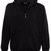 New Men's Zip Up Fleece Lined Hoodie Hooded Basic Plain Jacket Sports Casual Gym - Black
