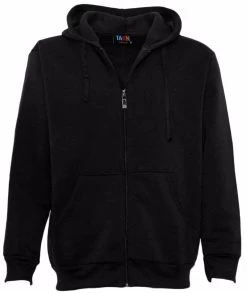 New Men's Zip Up Fleece Lined Hoodie Hooded Basic Plain Jacket Sports Casual Gym - Black