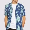 Oxford Men's Putney Floral Printed Short Sleeve Shirt - Green/Blue