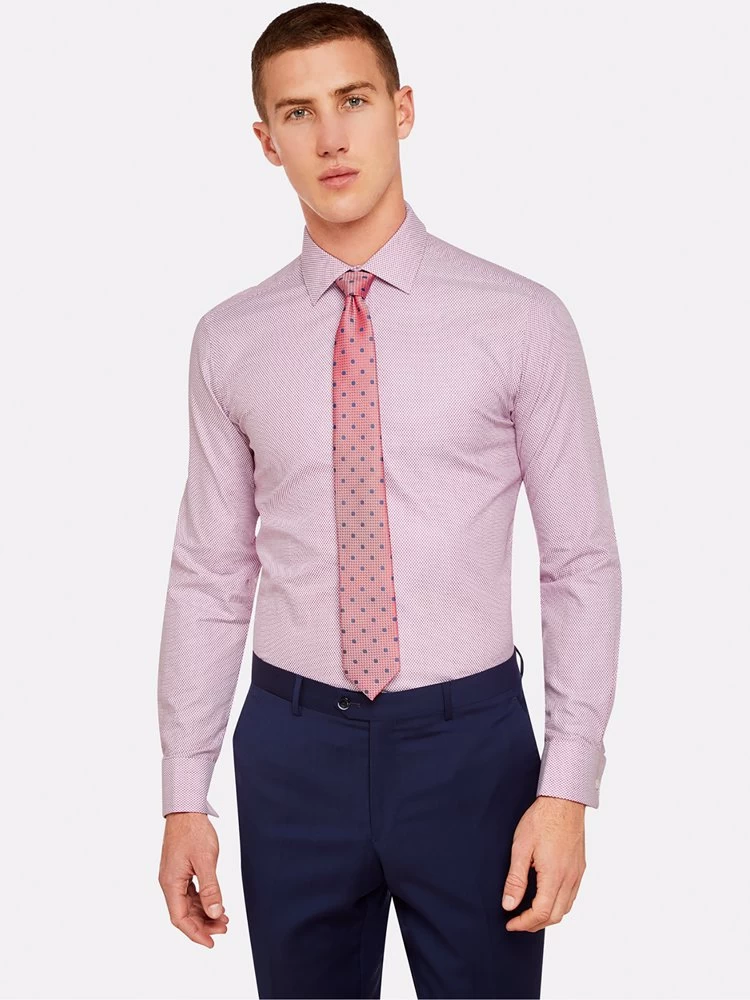 Oxford Men's Beckton French Cuff Dobby Shirt - Red 1 Oxford Men's Beckton French Cuff Dobby Shirt - Red