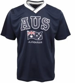 Men's Adults Jersey AUS T-Shirt Australia Day Flag Sports Tee Tops Souvenir Gift - Navy