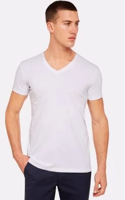 Oxford Men's Peter Stretch V-Neck T-Shirt - White
