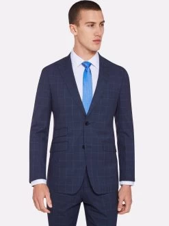 Oxford Men's Hopkins Peak Lapel Wool Suit Jacket - Blue