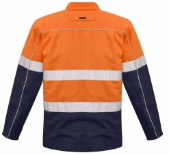 Syzmik Mens Hi Vis Cotton Drill Jacket - Yellow/Navy -Fashion Menswear Shop 2d32e21fa8c70a6c3879027dd4937ea9
