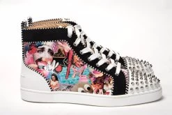 Christian Louboutin Multi/Silver Lou Spikes Orlato Flat Shoes